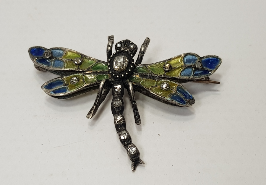 ANTİKA MİNELİ YUSUFCUK FORMUNDA ELMAS BROŞ