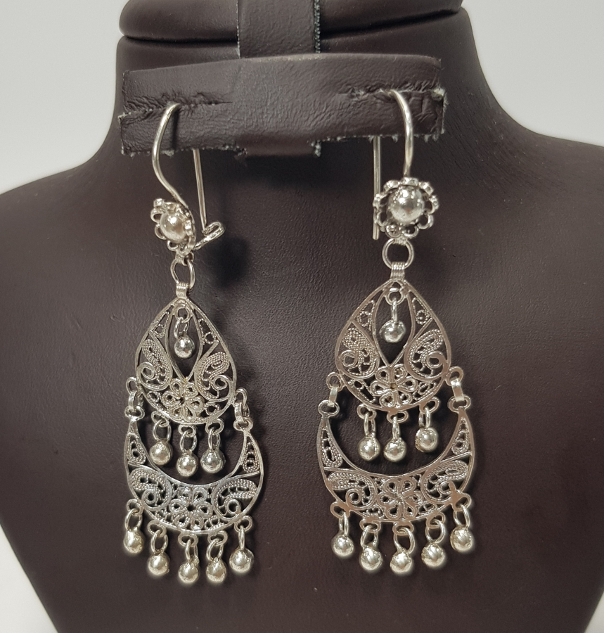 GÜMÜŞ TELKARİ İŞÇİLİKLİ KOLYE KÜPE TAKIMI