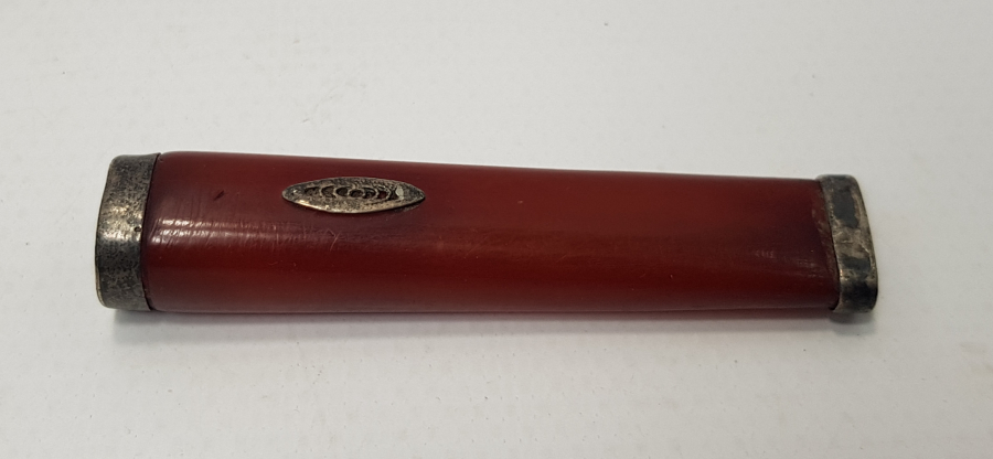 OSMANLI DÖNEMİ HARELİ SIKMA KEHRİBAR AĞIZLIK