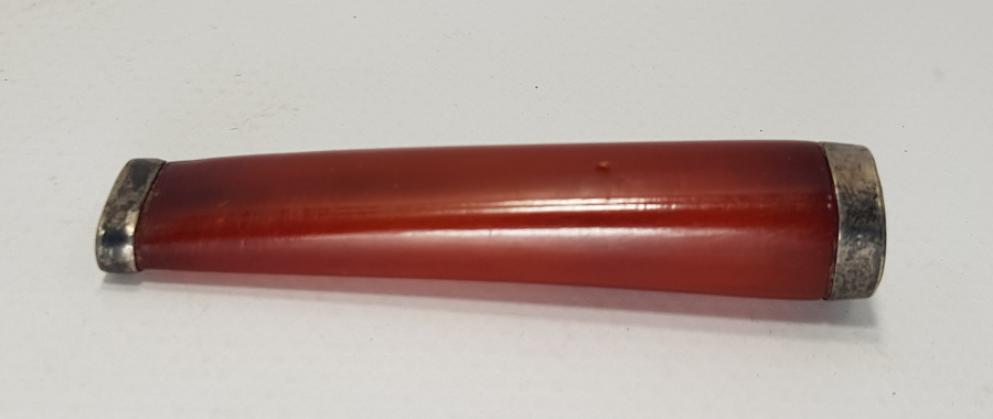 OSMANLI DÖNEMİ HARELİ SIKMA KEHRİBAR AĞIZLIK