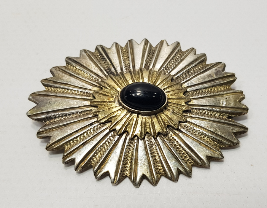 OSMANLI DÖNEMİ ŞEMSE FORMLU GÜMÜŞ BROŞ