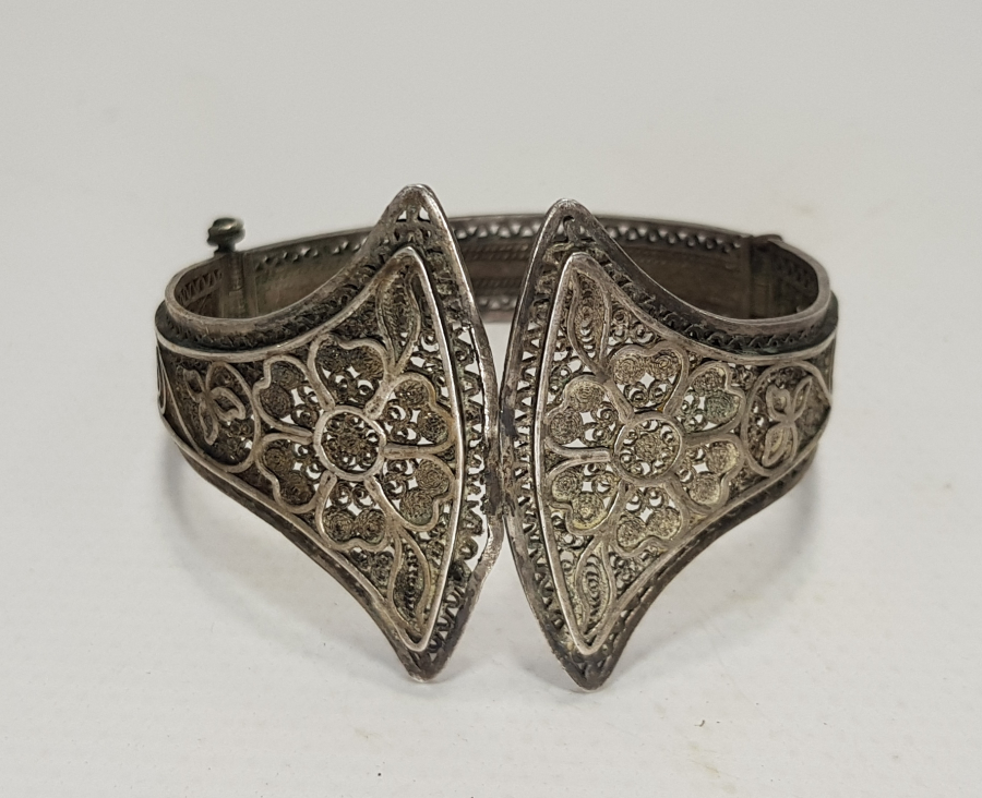 OSMANLI DÖNEMİ TAMAMI EL İŞÇİLİĞİ TELKARİ GÜMÜŞ BİLEZİK