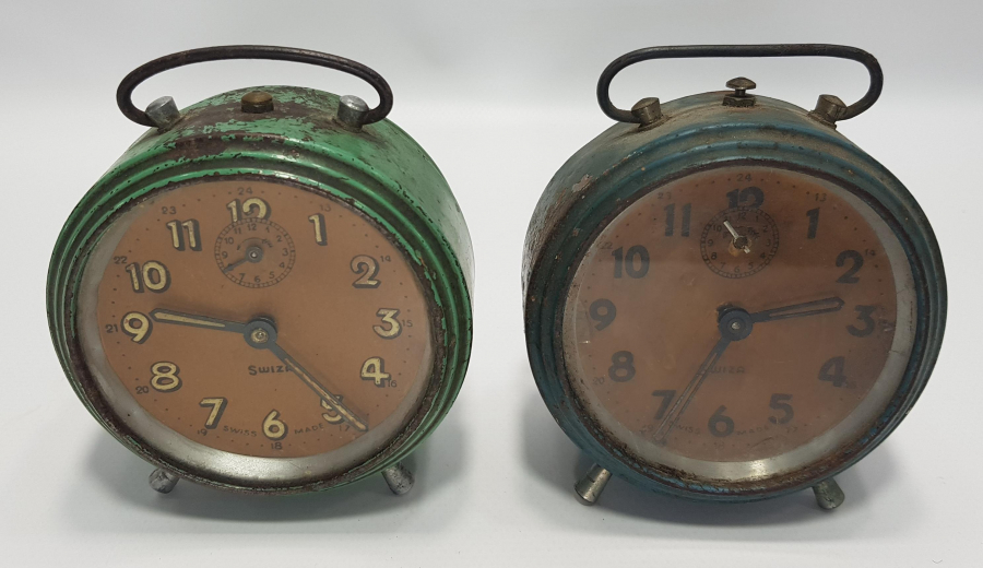SWIZA MARKA BİR ÇİFT ANTİKA MASA SAATİ 
