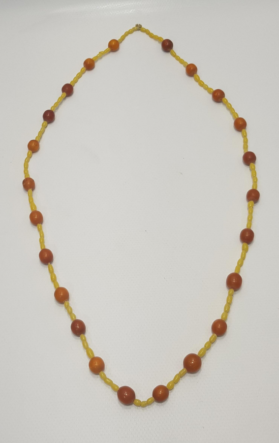 OSMANLI DAMLA KEHRİBAR TANELERDEN DİZAYN EDİLMİŞ KOLYE