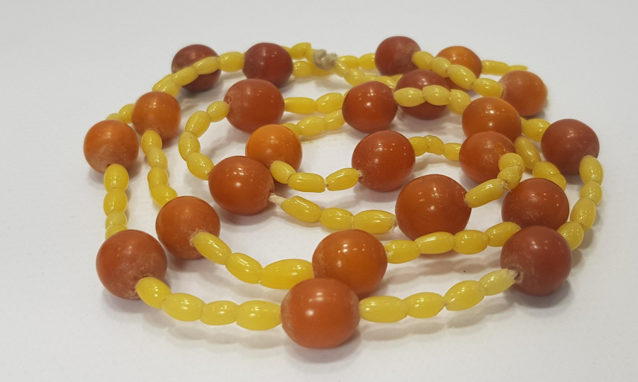 OSMANLI DAMLA KEHRİBAR TANELERDEN DİZAYN EDİLMİŞ KOLYE