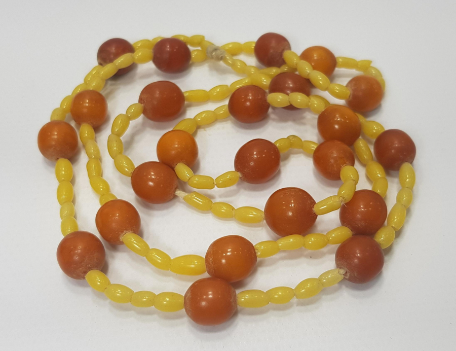 OSMANLI DAMLA KEHRİBAR TANELERDEN DİZAYN EDİLMİŞ KOLYE