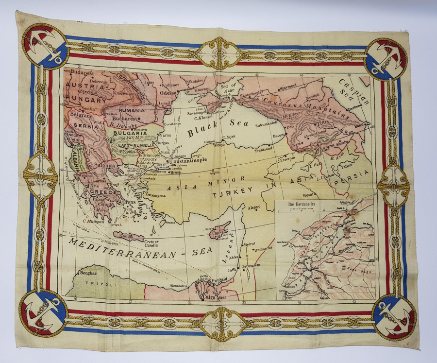 OSMANLI DEVLETİ HARİTALI ÇANAKKALE SAVAŞI HATIRA MENDİL 