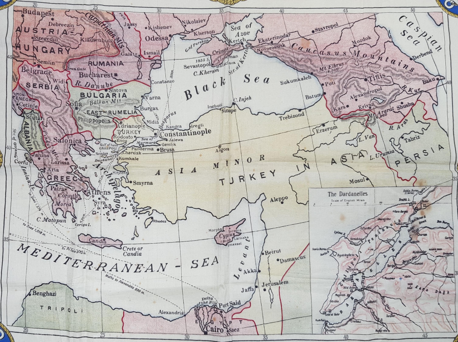 OSMANLI DEVLETİ HARİTALI ÇANAKKALE SAVAŞI HATIRA MENDİL 