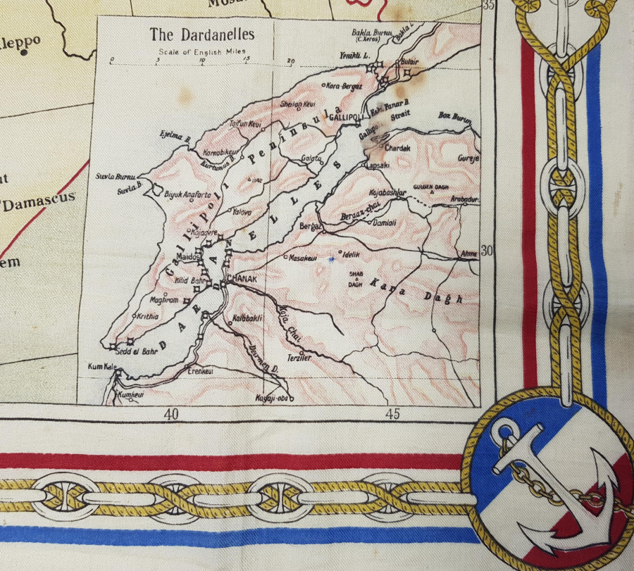 OSMANLI DEVLETİ HARİTALI ÇANAKKALE SAVAŞI HATIRA MENDİL 