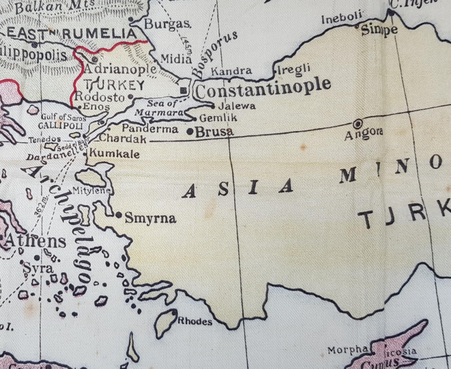 OSMANLI DEVLETİ HARİTALI ÇANAKKALE SAVAŞI HATIRA MENDİL 
