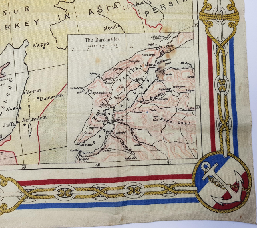 OSMANLI DEVLETİ HARİTALI ÇANAKKALE SAVAŞI HATIRA MENDİL 