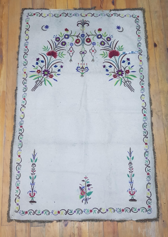 OSMANLI DÖNEMİ TEKKE İŞİ SUZANİ İŞÇİLİKLİ KEÇE SECCADE