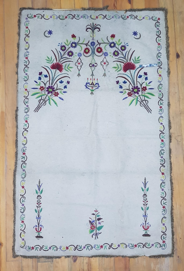 OSMANLI DÖNEMİ TEKKE İŞİ SUZANİ İŞÇİLİKLİ KEÇE SECCADE