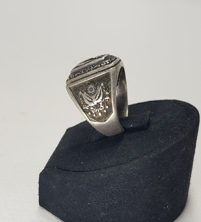 TUĞRA VE AY YILDIZLI GÜMÜŞ ERKEK YÜZÜĞÜ