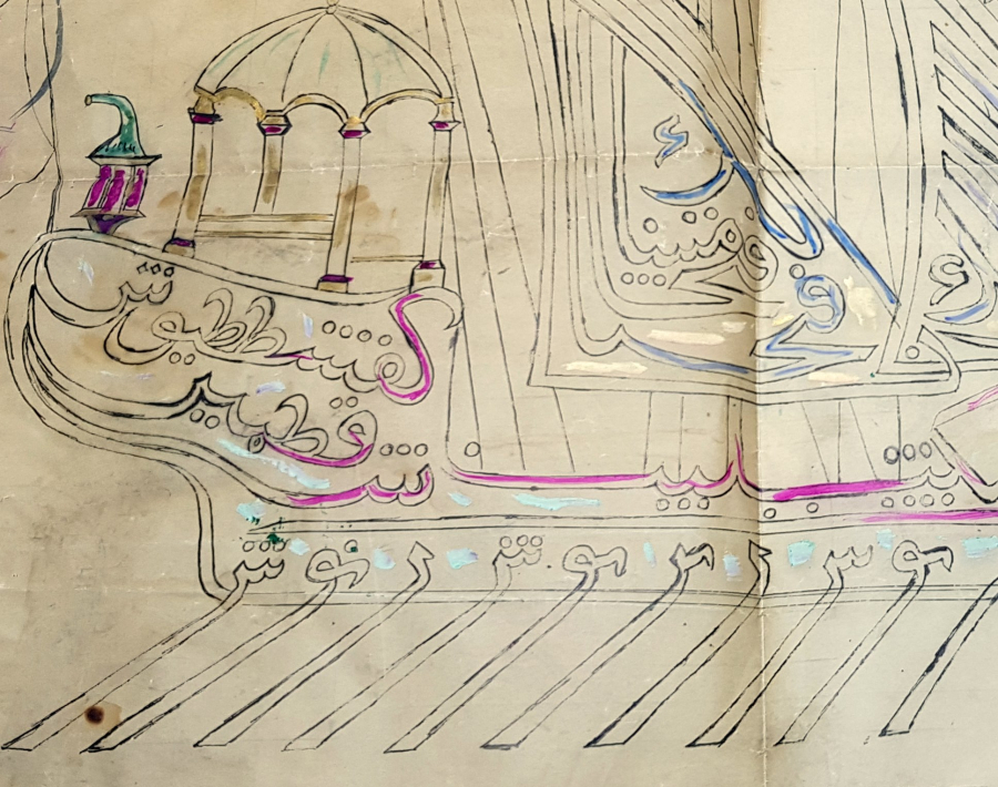 EL YAZMA AMENTÜ GEMİSİ CAM ALTI HAT LEVHA KALIBI 