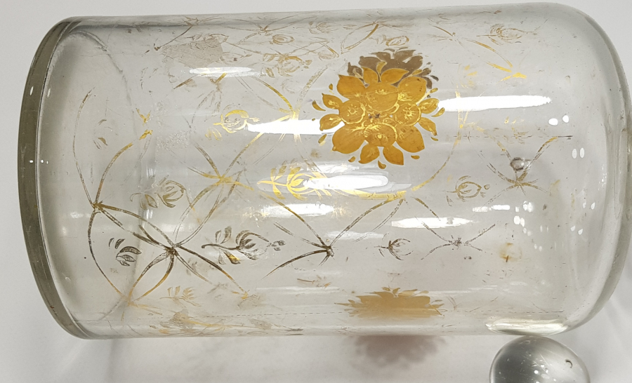 OSMANLI DÖNEMİ ALTIN VARAKLI BÜYÜK BOY ECZACI ŞİŞESİ