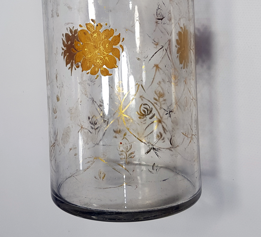 OSMANLI DÖNEMİ ALTIN VARAKLI BÜYÜK BOY ECZACI ŞİŞESİ