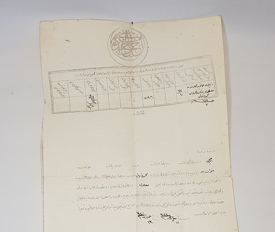 OSMANLI DÖNEMİ ENVER PAŞA PENÇE MÜHÜRLÜ ASKERLİK TERHİS BELGESİ