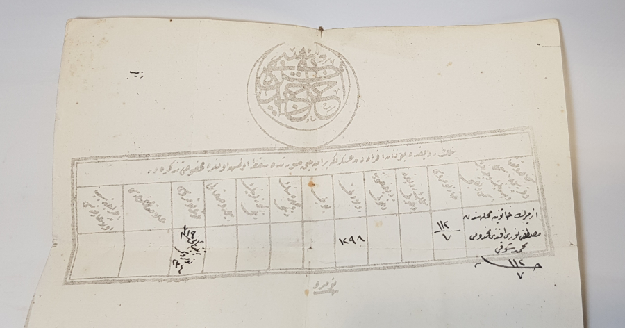 OSMANLI DÖNEMİ ENVER PAŞA PENÇE MÜHÜRLÜ ASKERLİK TERHİS BELGESİ