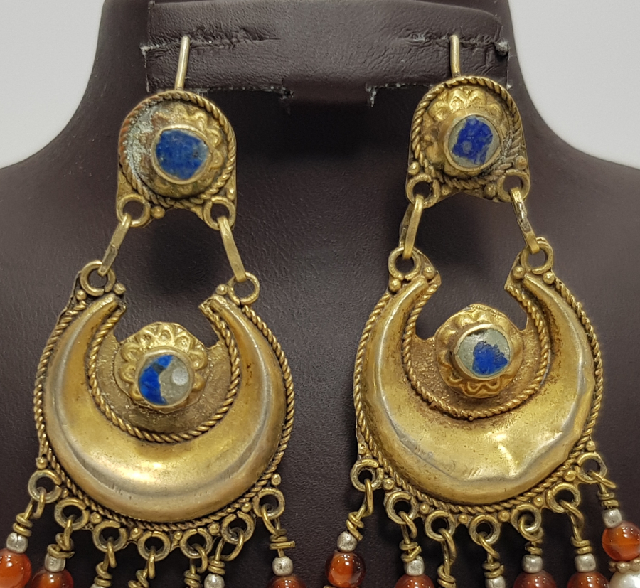 OSMANLI DÖNEMİ GÜMÜŞ ÜZERİ ALTIN KAPLAMA HİLALLİ KÜPE