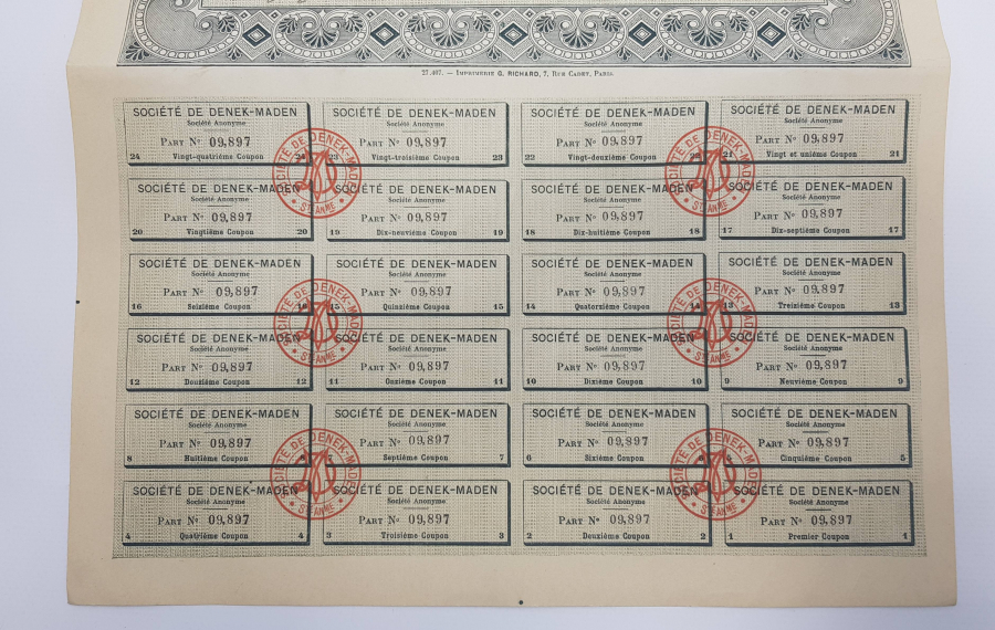 OSMANLI DÖNEMİ DENEK MADEN HİSSE SENEDİ