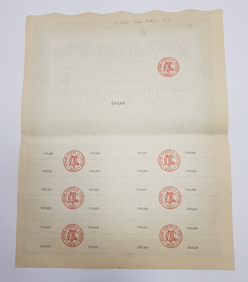 OSMANLI DÖNEMİ DENEK MADEN HİSSE SENEDİ