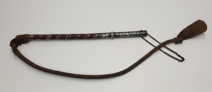 OSMANLI DÖNEMİ ÇERKES İŞİ SAVATLI GÜMÜŞ AT KAMÇISI