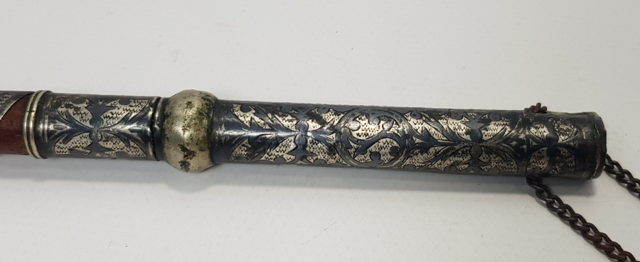 OSMANLI DÖNEMİ ÇERKES İŞİ SAVATLI GÜMÜŞ AT KAMÇISI