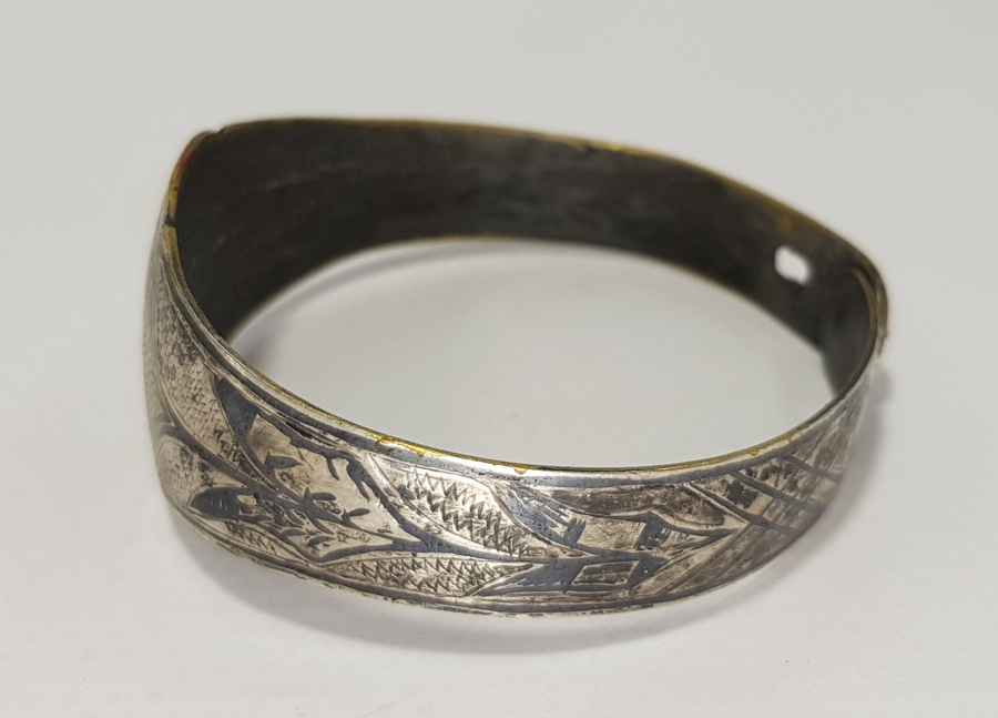 OSMANLI DÖNEMİ K İNİSİYALLİ RUM İŞİ GÜMÜŞ BİLEKLİK