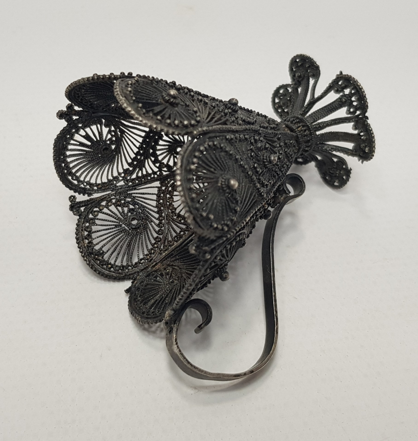 OSMANLI DÖNEMİ TELKARİ İŞÇİLİKLİ KULPLU GÜMÜŞ FİNCAN ZARFI