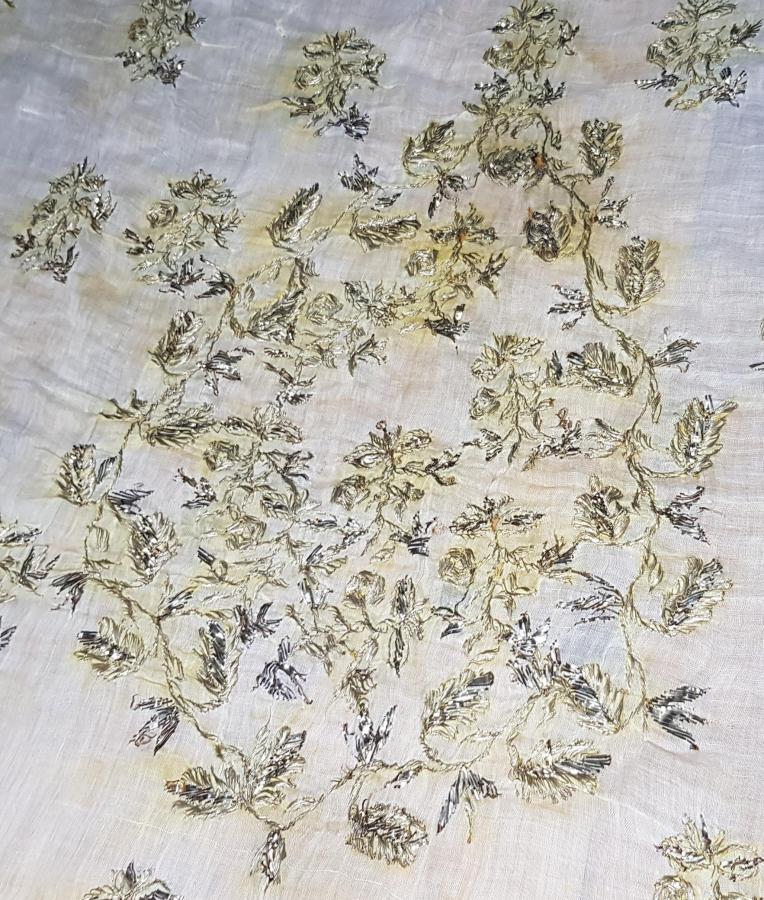 OSMANLI TEL KIRMA İŞÇİLİKLİ İPEK ÖRTÜ 