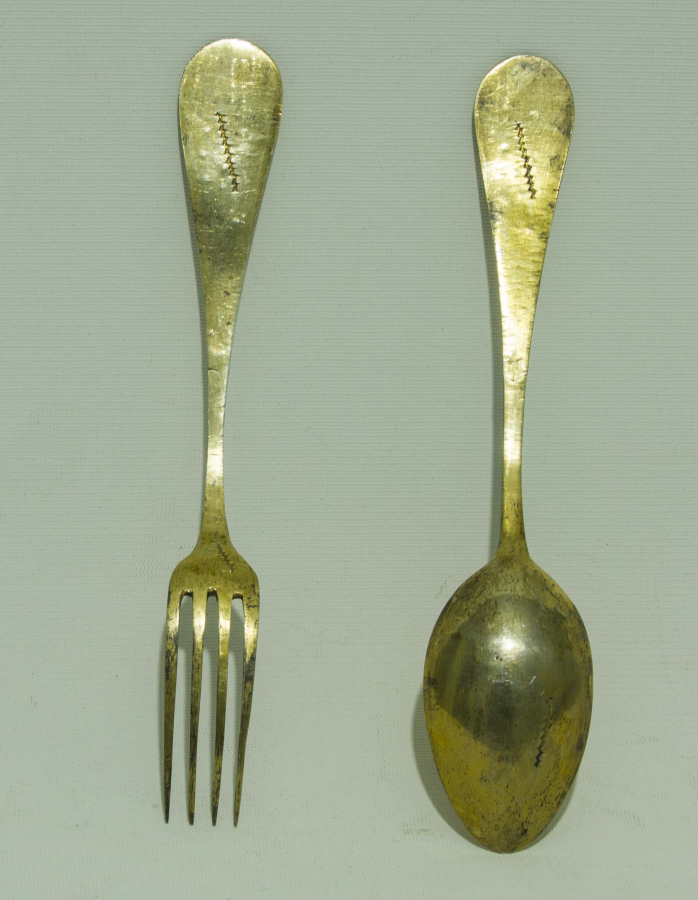 OSMANLI DÖNEMİ TUĞRALI VE SAH DAMGALI GÜMÜŞ ÇATAL KAŞIK 