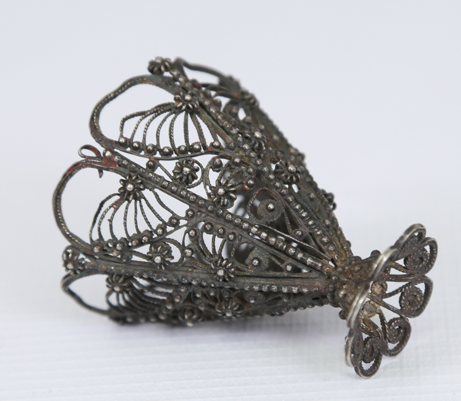 OSMANLI DÖNEMİ TELKARİ İŞÇİLİKLİ GÜMÜŞ FİNCAN ZARFI