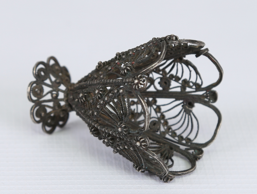 OSMANLI DÖNEMİ TELKARİ İŞÇİLİKLİ GÜMÜŞ FİNCAN ZARFI