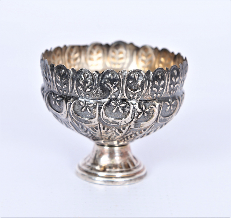 OSMANLI DÖNEMİ AY YILDIZLI, TUĞRALI VE SAH DAMGALI GÜMÜŞ FİNCAN ZARFI