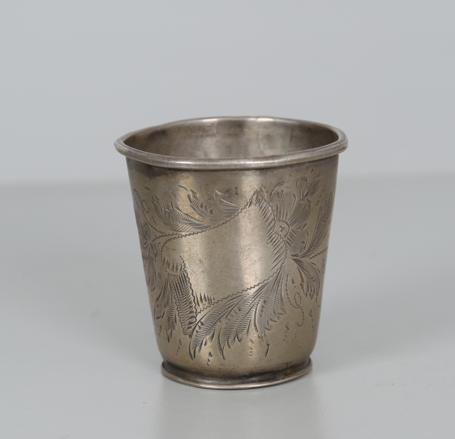 OSMANLI DÖNEMİ ÜZERİ KALEM İŞÇİLİKLİ GÜMÜŞ BARDAK