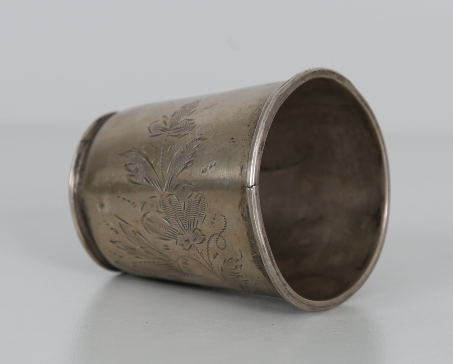 OSMANLI DÖNEMİ ÜZERİ KALEM İŞÇİLİKLİ GÜMÜŞ BARDAK