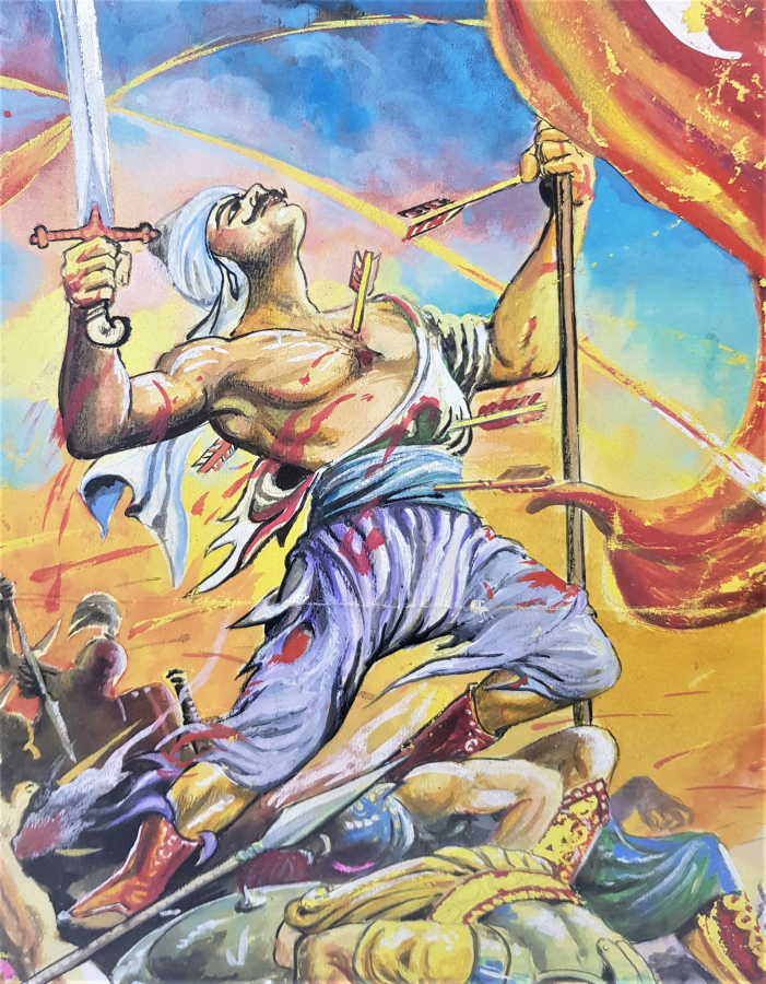 İSTANBUL'UN FETHİ VE SURLARA BAYRAK DİKEN ULUBATLI HASAN TEMALI YAĞLI BOYA RESİM 