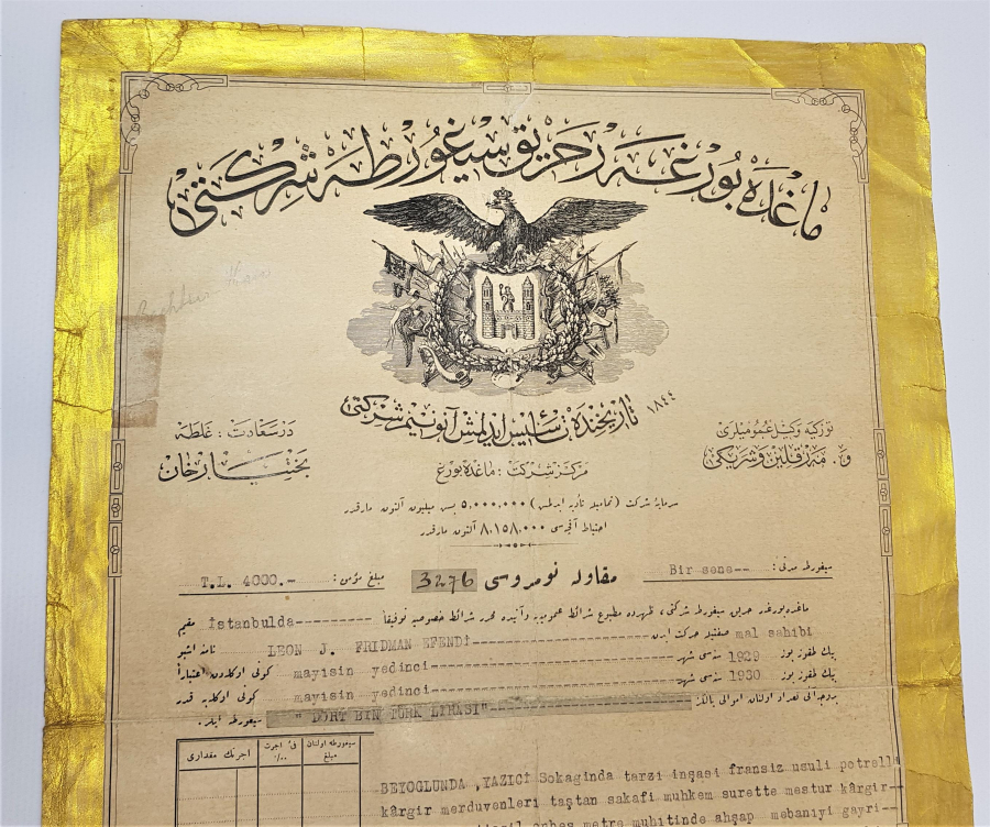 OSMANLICA MAGDEBURGER SİGORTA POLİÇESİ 