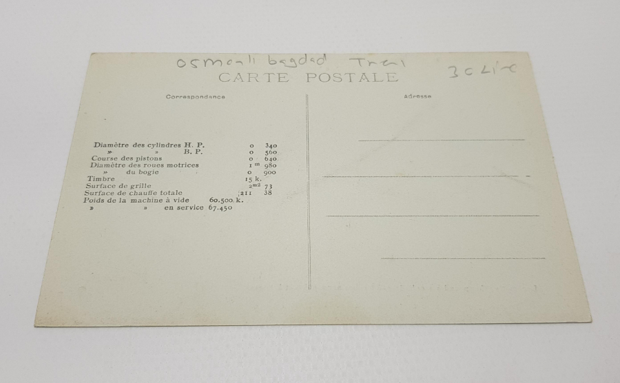 OSMANLI DEVLETİ BAĞDAT DEMİRYOLLARI BAĞDAT TRENİ KARTPOSTALI