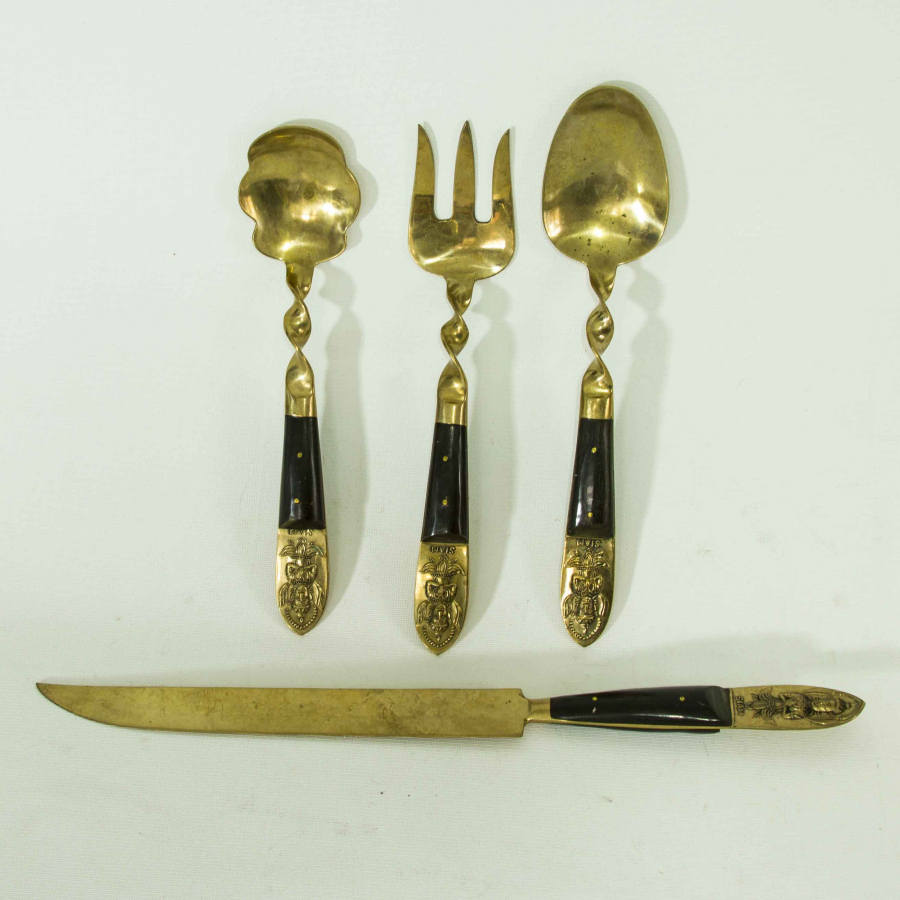 BRONZDAN MAMÜL SAP KISMI BOYNUZ SİAM SERVİS SETİ