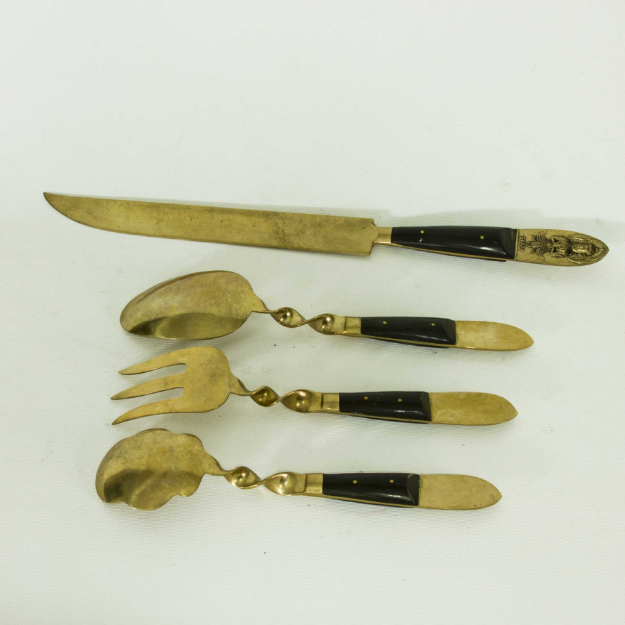 BRONZDAN MAMÜL SAP KISMI BOYNUZ SİAM SERVİS SETİ