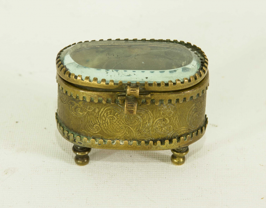 KRİSTAL CAMLI BRONZ MÜCEVHER KUTUSU