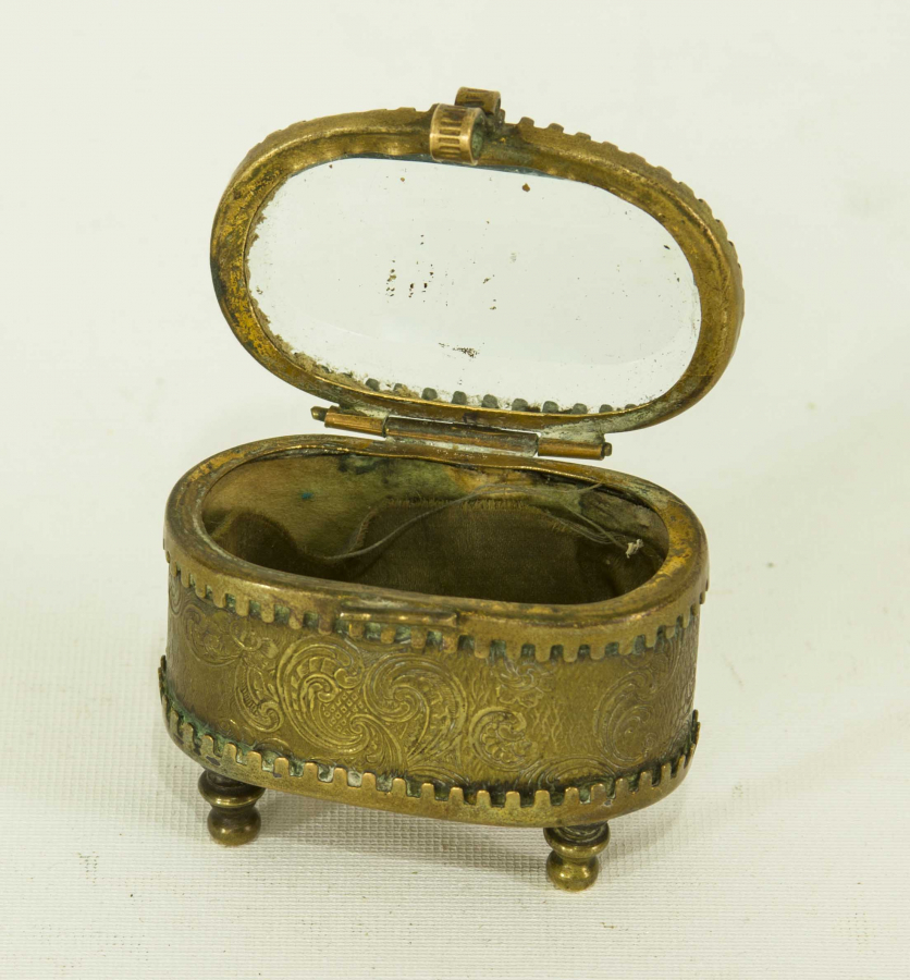 KRİSTAL CAMLI BRONZ MÜCEVHER KUTUSU