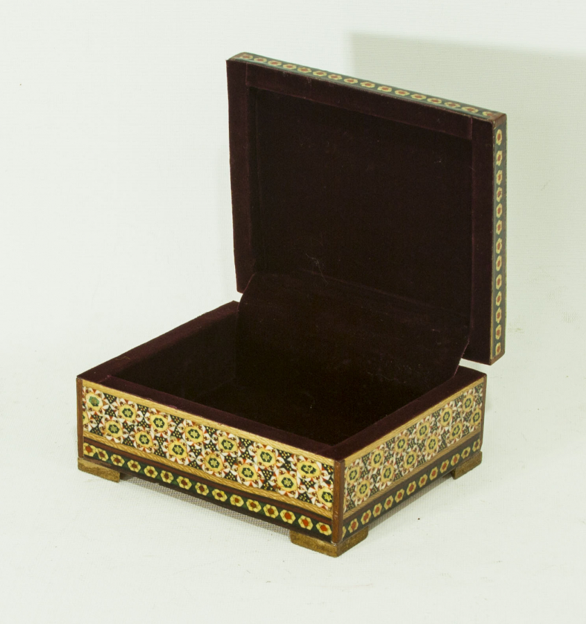 İRAN İSFAHAN İŞİ EL BOYAMA İMZALI AHŞAP KUTU