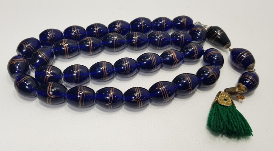 KOBALT MAVİ CAM TESBİH