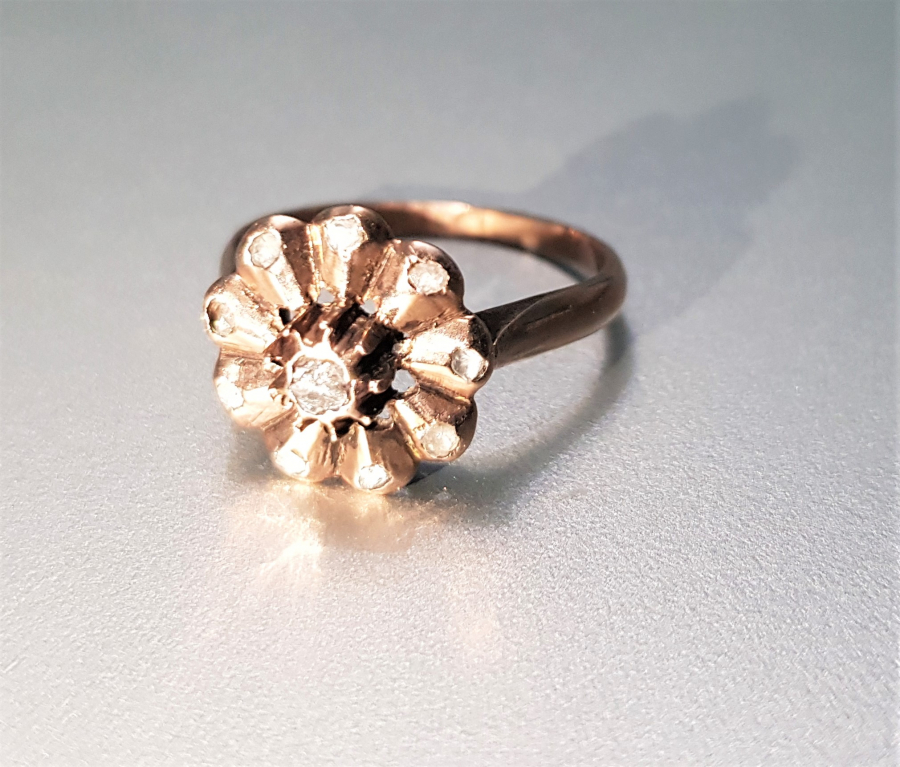 OSMANLI DÖNEMİ GÜL MODELİ ELMAS YÜZÜK 