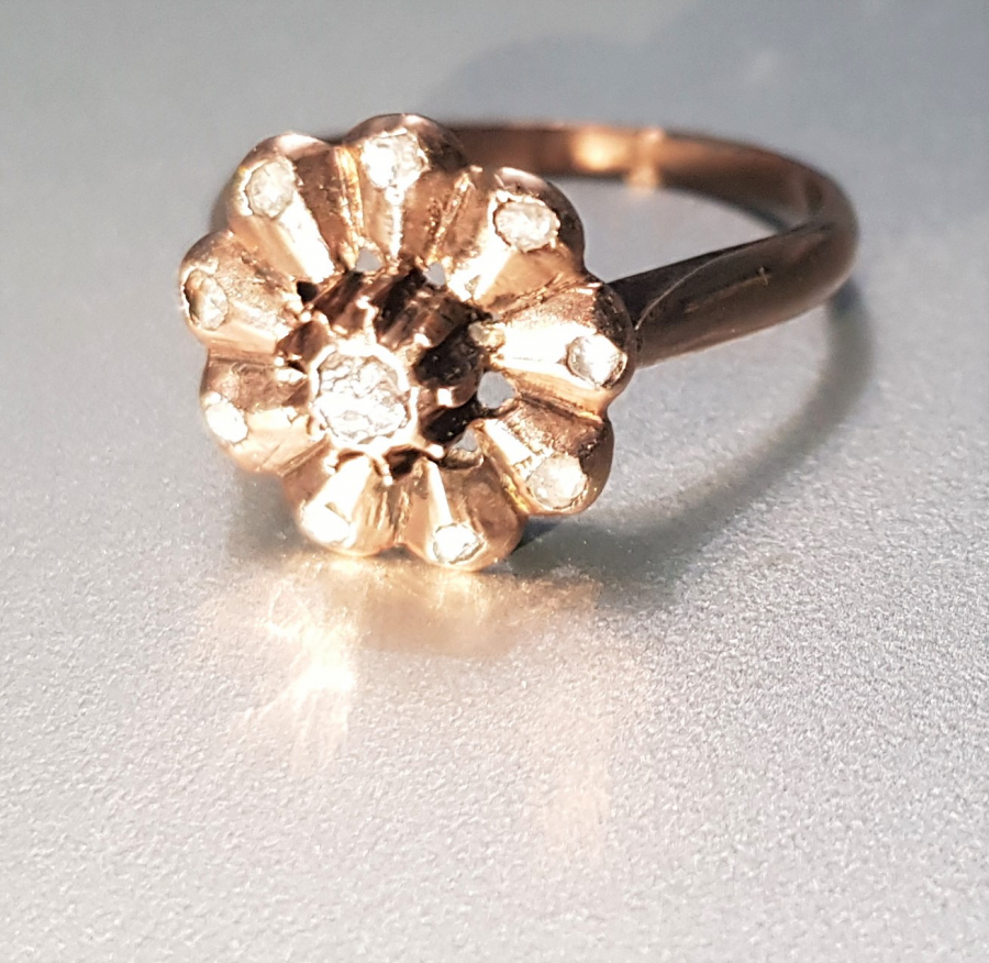 OSMANLI DÖNEMİ GÜL MODELİ ELMAS YÜZÜK 