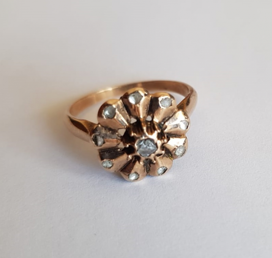 OSMANLI DÖNEMİ GÜL MODELİ ELMAS YÜZÜK 