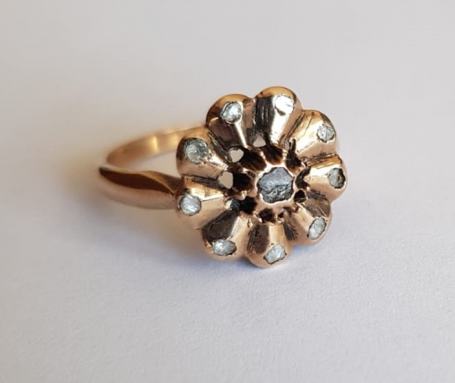 OSMANLI DÖNEMİ GÜL MODELİ ELMAS YÜZÜK 